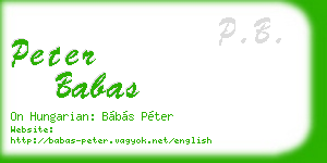 peter babas business card